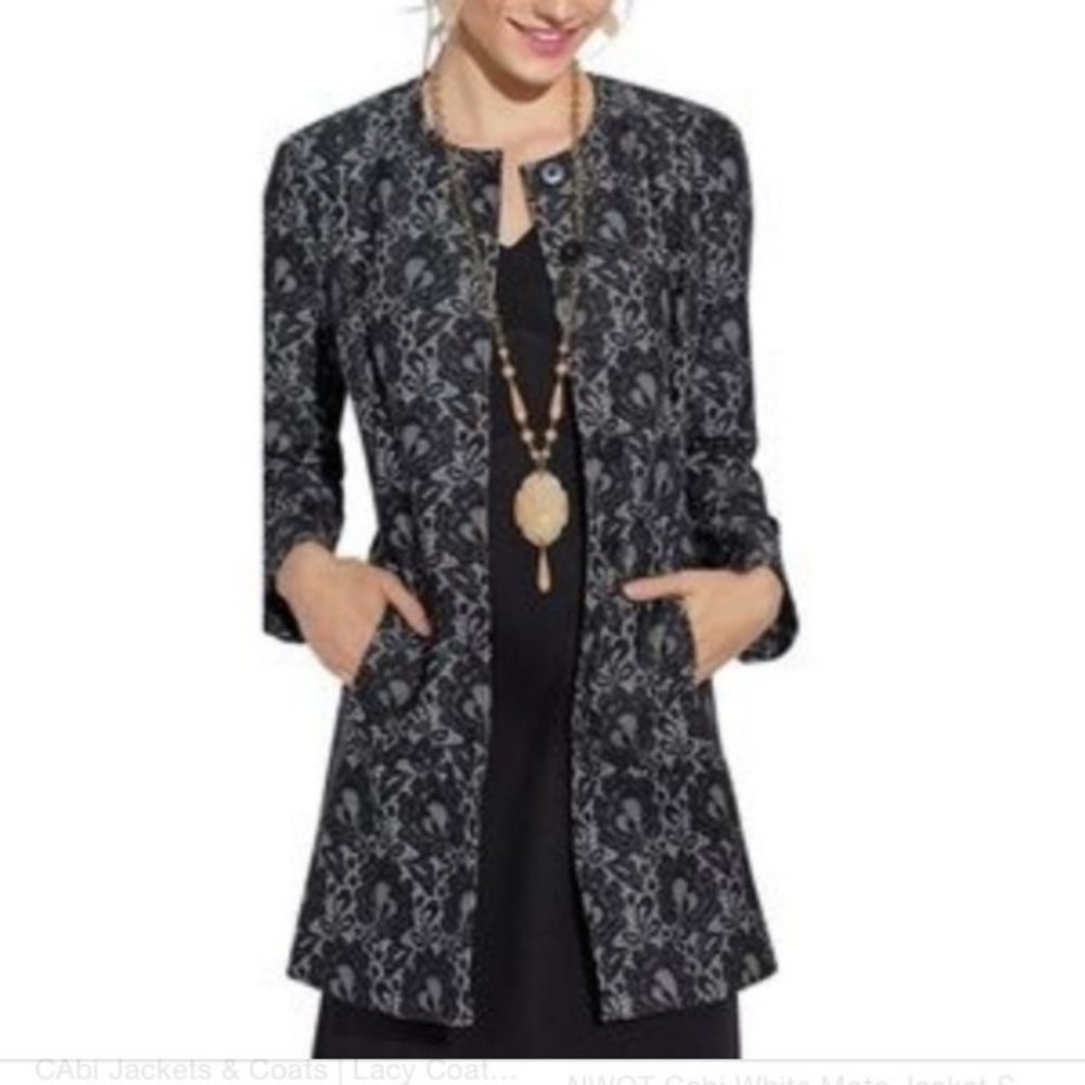 Cabi Black Floral Lace Jacket XL